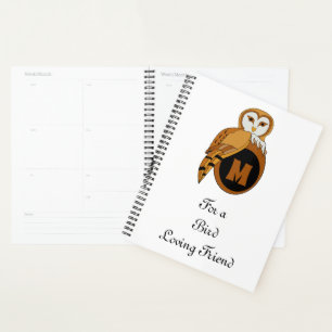 Agenda Elegante britânico Barn Owl Monograma