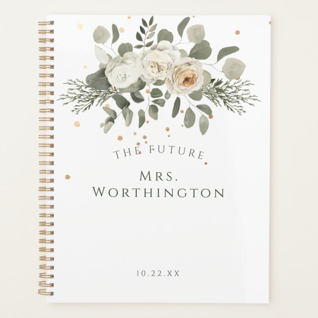 Agenda Elegante Buquê Floral O Futuro Sra. Wedding (Frente)