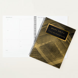 Agenda Elegante, Cartão de visita preto Dourado de 2 in1