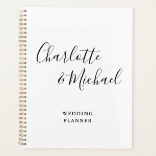 Agenda Elegante Casamento Preto e Branco com Assinatura