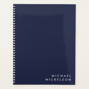 Agenda Elegante Clássico Simples Nome em Azul Marinho E