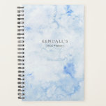 Agenda Elegante de Aquarela Azul<br><div class="desc">Planejador elegante com seu nome e descrição sobre um fundo de cor azul-d-água pintado manualmente.</div>