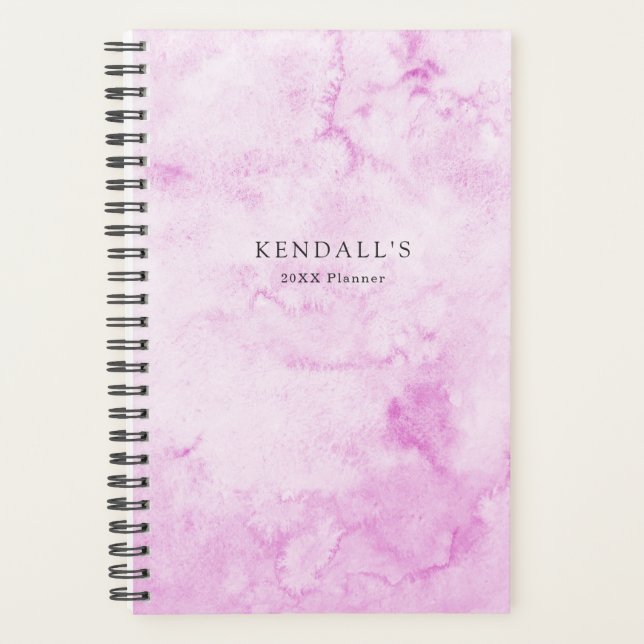 Agenda Elegante de Aquarela Rosa (Frente)