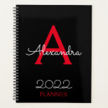 Agenda Elegante do Monograma Vermelho Negro 2022<br><div class="desc">2022 Nome do Monograma Vermelho e Preto e Planejador Inicial de Notebook Espiral. Isto faz o doce e perfeito aniversário de 16 anos,  casamento,  chá de panela,  aniversário,  chá de fraldas ou festa de solteira presente para alguém que ama luxo de luxo e estilos quíticos.</div>