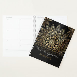 Agenda Elegante Dourado Mandala Black Design