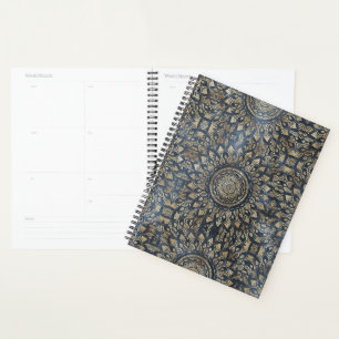 Agenda Elegante Dourado Mandala Floral