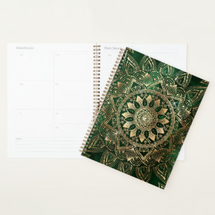 Agenda Elegante Dourado Mandala Green Design