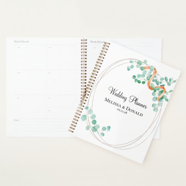 Agenda Elegante Eucalyptus Greenery Peach Floral (Exibição)