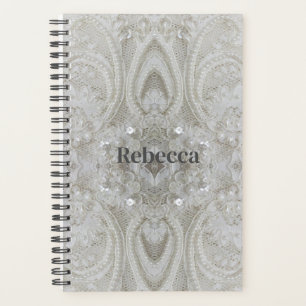 Agenda elegante feminino chic cinza creme bege branco flo