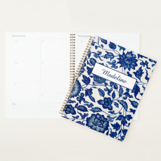 Agenda Elegante Flor Silvestre Azul País Francês Nome Per