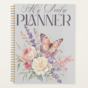 Agenda Elegante Floral Aquarela e Borboleta Diário