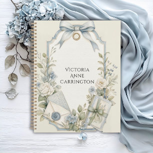 Agenda Elegante Floral Personalizada de Salvia Azul Franc