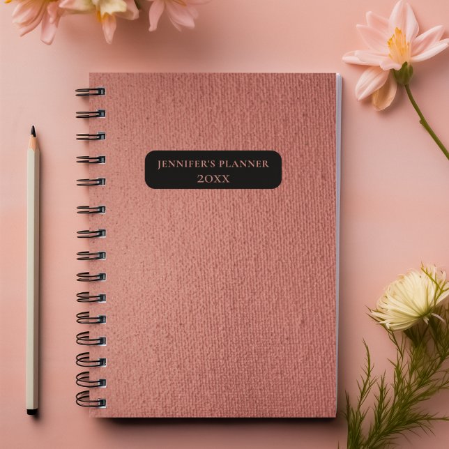 Agenda Elegante Girly Rosa cor-de-rosa Dourada Monograma (Criador carregado)