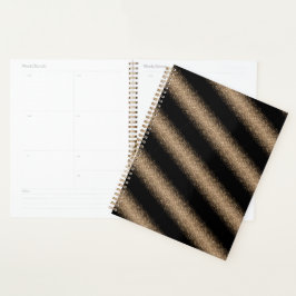 Agenda Elegante Glitter Ombre Preto e Dourado