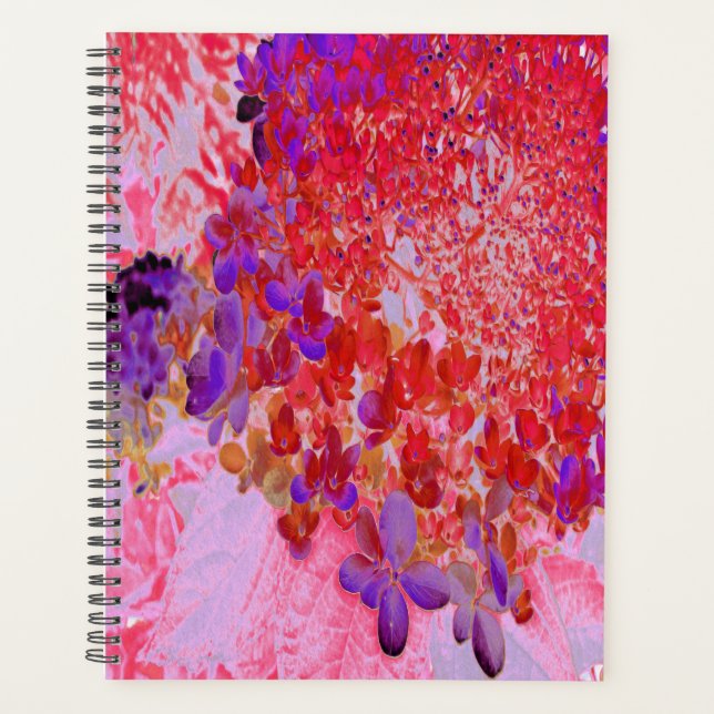 Agenda Elegante Hydrangea Limelight Roxa e Laranja (Frente)