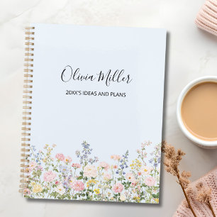 Agenda Elegante Jardim Floral Colorido com Monograma
