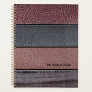 Agenda Elegante Luxo Couro Visual Marrom Preto