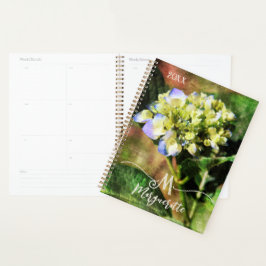 Agenda Elegante "M" Monograma Floral Hydrangea Planner