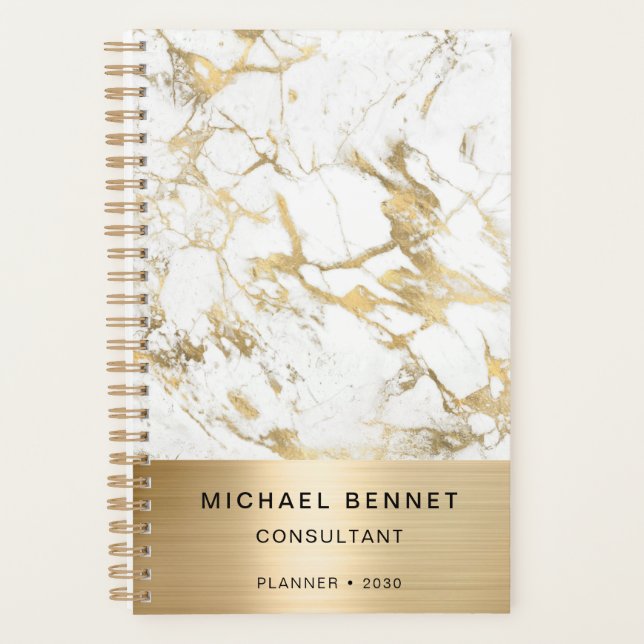 Agenda Elegante Marble Dourado Consultant Business (Frente)