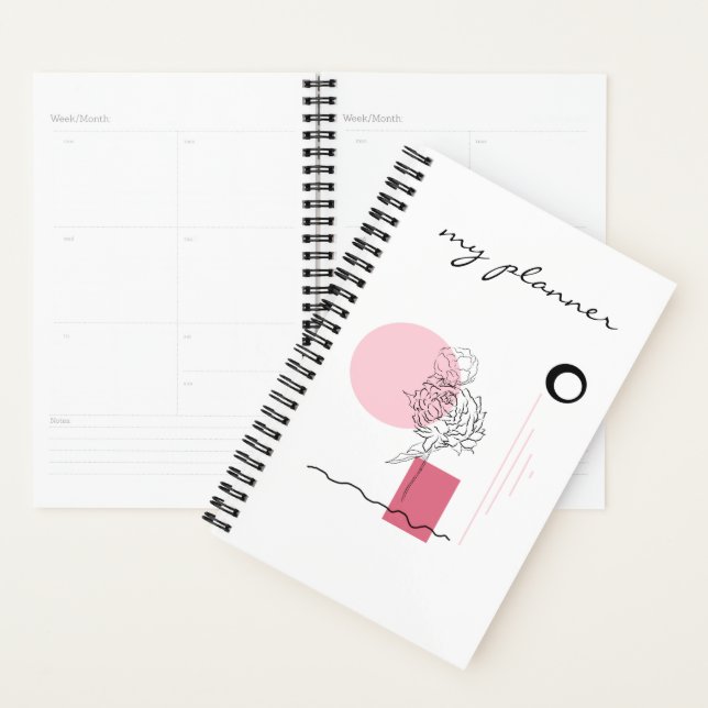 Agenda Elegante - Moderno, Abstrato, Rosa Simples Chic (Exibição)