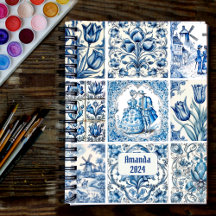 Elegante Moldura Monograma Toile de Jouy Azul Bran