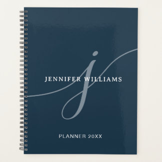 Agenda Elegante Monograma Azul de Marinho Dusty Elegante