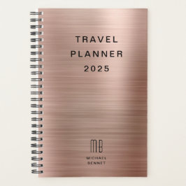 Agenda Elegante Monograma em Ouro Rosa Viagem