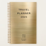 Agenda Elegante Monograma Faux Dourada Viagem<br><div class="desc">Monograma Elegante Faux Dourado Planner de Viagem.</div>