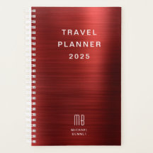 Elegante Monograma Vermelho Viagem