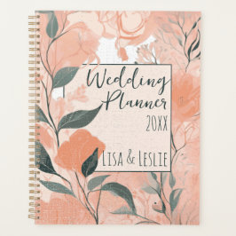 Agenda Elegante Noiva Personalizada Floral Pêssego Casame