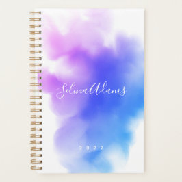 Agenda Elegante Ombre Cor Azul Cor-de-Água Cor Azul Abstr