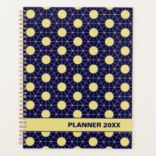 Agenda Elegante Padrão de Azulejos Geométricos Azul Marin