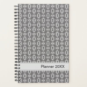 Agenda Elegante Padrão Floral Sem Costura em Preto e Bran