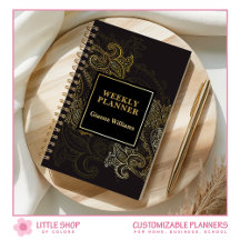 Elegante Paisley Preto Dourado Personalizável