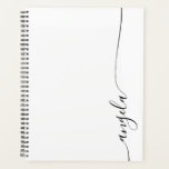 Agenda Elegante Preto Assinatura Delicada Script<br><div class="desc">Planejador personalizado minimalista moderno como presente de volta às aulas para ela.</div>