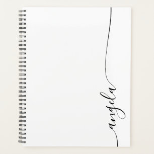 Agenda Elegante Preto Assinatura Delicada Script