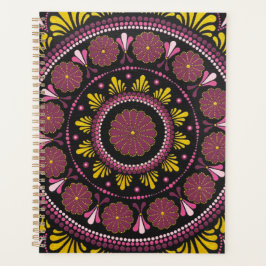 Agenda Elegante rosa Dourado Mandala, Boho Zen Dot Art Fl