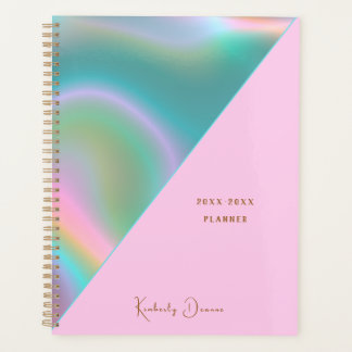 Agenda Elegante Rosa Iridescente Holográfico