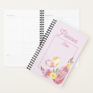 Agenda Elegante Rosa Romântica Suave da Natureza & Borbol