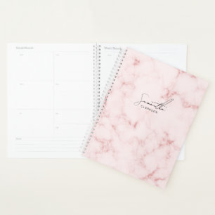 Agenda Elegante Roteiro Manuscrito Rosa de Mármore Minima