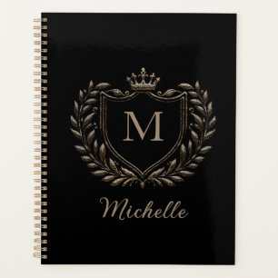 Agenda Elegante roteiro Monograma Personalizado Luxo Pret