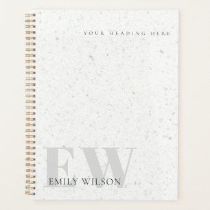 Agenda Elegante Rustic Terrazzo Stone Cinza Name Monogram