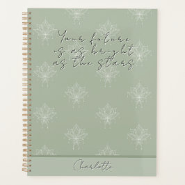 Agenda Elegante Sage Floral Lotus Bright como Estrelas