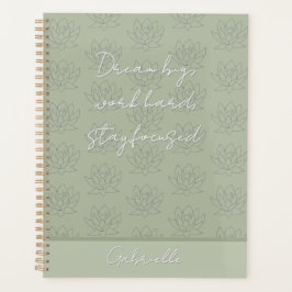 Agenda Elegante Sage Green Floral Lotus Dream Big