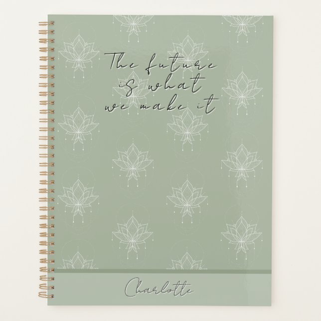 Agenda Elegante Sage Verde Bonito Lotus Futuro (Frente)