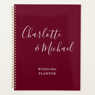 Agenda Elegante Script de Assinatura Casamento Borgonha