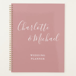 Agenda Elegante Script de Assinatura Rosa Empoeirado Casa