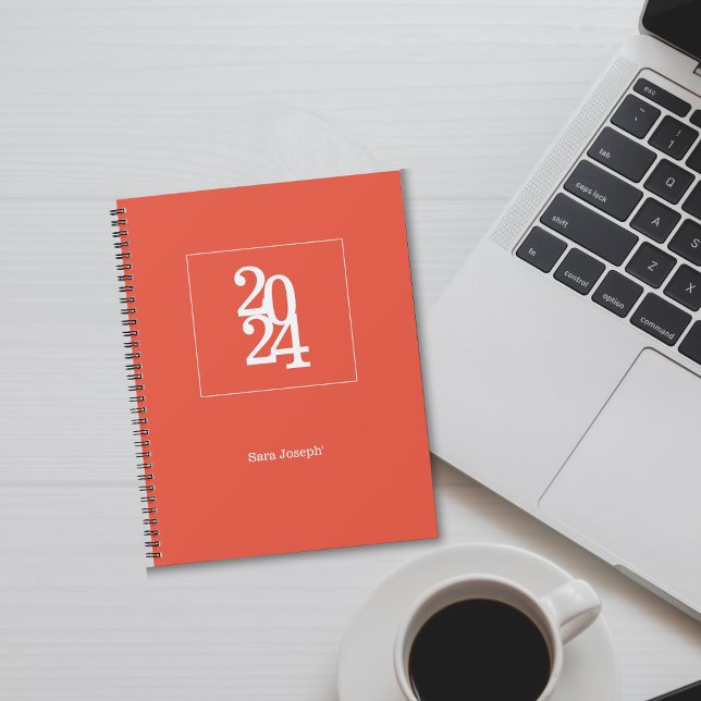Agenda Elegante Simples Laranja Semanal Mensal (Criador carregado)