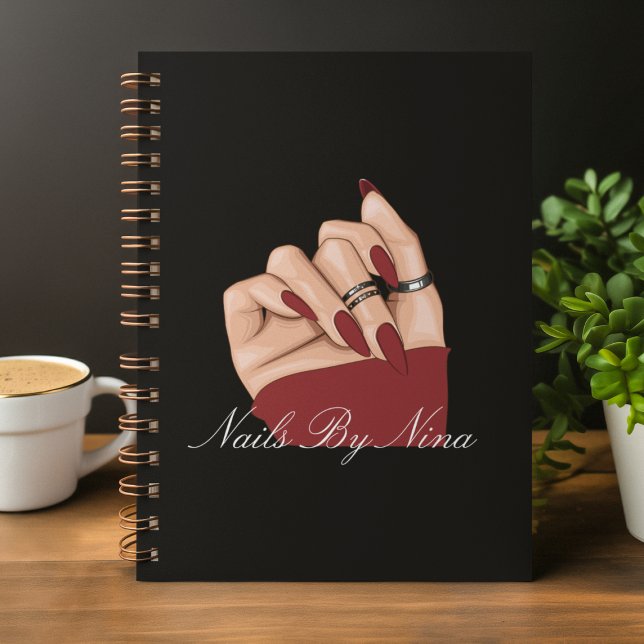Agenda Elegante Tipografia Chic Nail Beauty Salon Black (Criador carregado)
