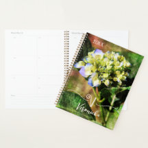 Elegante "V" Monograma Floral Hydrangea Planner